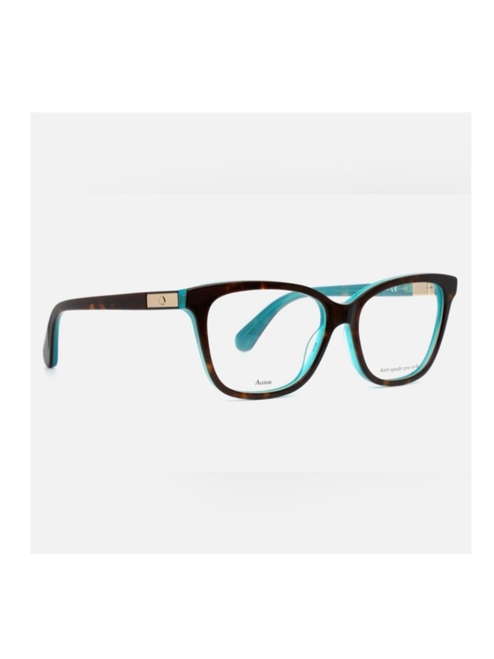 KATE SPADE NWOT "Jorja" Preppy Work Square Havana Turquoise 53-15-140 Eyeglass